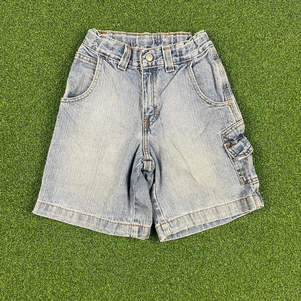 Vintage Y2K Faded Glory Originals Light Blue Denim Carpenter Shorts Sz 7R